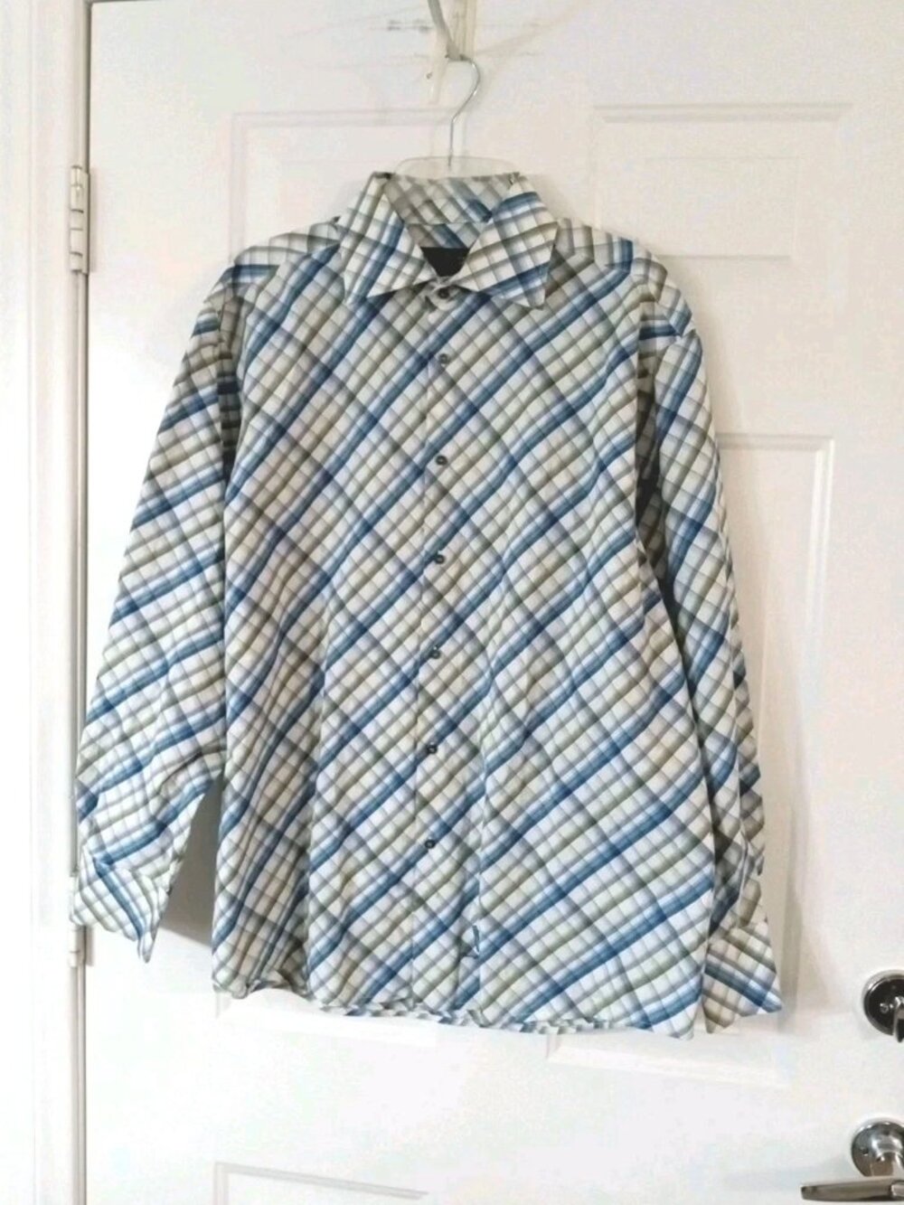 Vtg Pelle Pelle Marc Buchanan Shirt Mens XL Blue Plaid Long-Sleeve